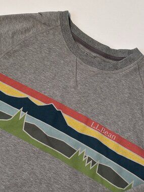 LL Bean Mountain Scene Crew Neck Graphic Sweatshirt Slightly Fitted Mens Large